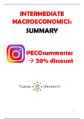 Intermediate macroeconomics: dynamic models and policy - Summary - Tilburg university - Economics