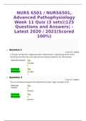 NURS 6501 / NURS6501, Advanced Pathophysiology Week 11 Quiz (3 sets)|125 Questions and Answers| -Latest 2020 / 2021(Scored 100%)