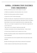 SOPHIA – INTRODUCTION TO ETHICS UNIT 3 MILESTONE 3 QUESTIONS & ANSWERS.