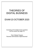 Theories of Digital Business - MC Exam 23 October 2020 incl answer key