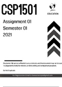 CSP1501  ASSIGNMENT 1 SEMESTER 1 2021 SOLUTIONS
