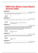 NRNP 6541 Midterm Exam Week 6 (Summer 2020)GRADE A