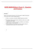  NURS 6660N Midterm Exam 2 – Question and Answers(2020/2021)