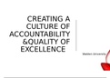 CREATING A CULTURE OF ACCOUNTABILITY &QUALITY OF EXCELLENCE  
