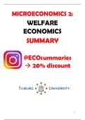 Microeconomics 2 for ECO: Welfare Economics - Summary - Tilburg university - Economics