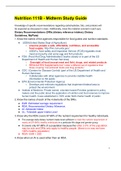 NUT 111B - Midterm Exam Study Guide.
