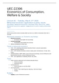 UEC 22306 | Economics of Consumption, Welfare and Society | College aantekeningen/samenvatting