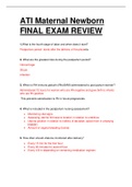 ATI MATERNAL NEWBORN FINAL EXAM REVIEW. QUESTIONS WITH VERIFIED ANSWERS.
