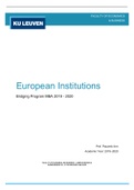 European Institutions: Summary + Class notes (Bridging MBA - KUL Brussels)