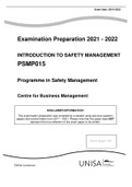 Introduction to Safety Management: PSMP015 Examination Preparation 2021-2022