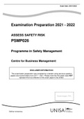 Assess Safety Risk: PSMP026 Examination Preparation 2021-2022