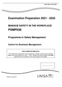 Manage Safety in the Workplace: PSMP038 Examination Preparation 2021-2022