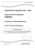 Analyse Safety Incidents: PSMP049 Examination Preparation 2021-2022
