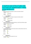   G150/PHA1500 STRUCTURE AND FUCTION OF HUMAN BODY FINAL EXAM MODULE 6 ( LATEST UPDATE )