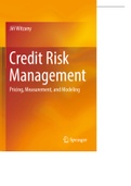 Credit Risk Management Pricing, Measurement, and Modeling