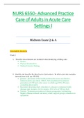 NURS6550 / NURS 6550 Midterm Exam Q & A (Latest): Advanced Practice Care of Adults in Acute Care Settings I - Walden
