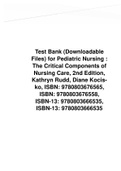 Test Bank (Downloadable  Files) for Pediatric Nursing :  The Critical Components of  Nursing Care, 2nd Edition,  Kathryn Rudd, Diane Kocisko, ISBN: 9780803676565,  ISBN: 9780803676558,  ISBN-13: 9780803666535,  ISBN-13: 978080366653