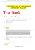 FUNDAMENTALS OF NURSING 9TH EDITION BY TAYLOR Test Bank
