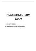 SOUTH UNIVERSITY NSG 6430 MIDTERM EXAM (2 VERSIONS)/ NSG6430 MIDTERM EXAM (LATEST, 2021): |100% CORRECT Q & A, DOWNLOAD TO SECURE HIGHSCORE|