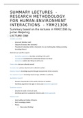 Summary of YRM21306 Research methodology for human-environment interactions