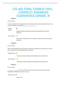 CIS 462 FINAL EXAM B 100% CORRECT ANSWERS GUARANTEE GRADE ‘A’