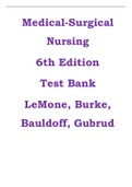 LeMone, Burke, Bauldoff, Medical-Surgical Nursing 6th Edition Test Bank / Test Bank For Medical-Surgical Nursing: Clinical Reasoning In Patient Care (6th Edition) (Medical Surgical Nursing – Lemone) 6th Edition (all chapters 1- 50 complete) with rationale