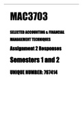 MAC3703 - Selected Accounting & Financial Management Techniques (MAC3703) Assignment 2 S1&S2 Year 2021