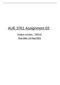 AUE3761 ASSIGNMENT 3 2021 ( 100%  guaranteed)