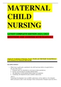 Maternal Child Nursing Care | COMPLETE TEST BANK (Q's & A's)