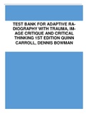 Test Bank for Adaptive Radiography with Trauma Image Critique and Critical Thinking 1st Edition Quinn Carroll/ Dennis Bowman