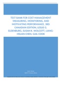Test Bank for Cost Management: Measuring, Monitoring, and Motivating Performance, 3rd Canadian Edition By G. Eldenbur