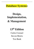 COMPLETE - Elaborated Database Systems Design, Implementation,& Management 13th Edition-Carlos Coronel, Steven Morris-Test Bank