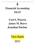 Financial Accounting ED. 15 by Carl S. Warren (Author), James M. Reeve Jonathan Duchac--|Test bank| Reviewed/Updated for 2021