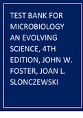 Test Bank for Microbiology AN EVOLVING SCIENCE, 4th Edition, John W. Foster, Joan L. Slonczewski