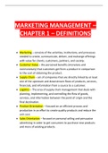 Marketing Management - Chapters 1,2,&3 - KEY TERMS