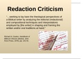 REL 275Redaction+Criticism+Hebrew+Bible. Redaction Criticism
