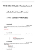NURS-6531N-8,Adv. Practice Care of Adults Final Exam Decoded 100% CORRECT ANSWER