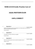 NURS-6531N-8,Adv. Practice Care of Adults MIDTERM EXAM 100% CORRECT