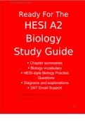 HESI A2 Biology Study Guide •	Chapter summaries •	Biology vocabulary •	HESI-style Biology Practice Questions •	Diagrams and explanations