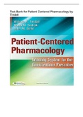 Test Bank for Patient-Centered Pharmacology Learning System for the Conscientious Prescriber 1st Edition by Tindall