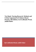 Test Bank: Nursing Research, Methods and Critical Appraisal for Evidence-Based Practice, 9th Edition, Geri LoBiondo-Wood, Judith Haber
