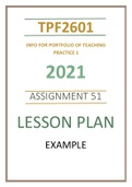 TPF2601 Assignment 51 Lesson plan 2021