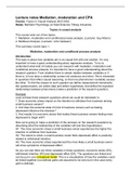 Lecture notes Topics in Causal Analysis (part about Mediation, moderation and CPA) (UvT)