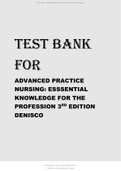 TEST BANK: ADVANCED PRACTICE NURSING: ESSENTIAL KNOWLEDGE FOR THE PROFESSION 3RD EDITION BY DENISCO