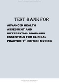  test bank for advanced health assessment and differential diagnosis essentials for clinical practice 1st edition by myrick 2020