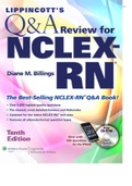 NURSING SCR 110 Lippincotts Q&A Review for NCLEX-RN 10th Edition By DIANE M.Bilings Already Graded A+