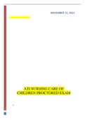 ATI NURSING CARE OF CHILDREN PROCTORED EXAM WITH ALL THE CORRECT ANSWERS  SPRING 2021