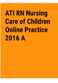 ATI RN Nursing Care Of Children Online Practice 2016 A 