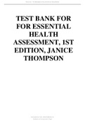 Latest Test Bank for Essential Health Assessment, 1st Edition, Janice Thompson