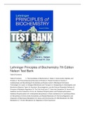 Lehninger Principles of Biochemistry 7th Edition Nelson Test Bank.